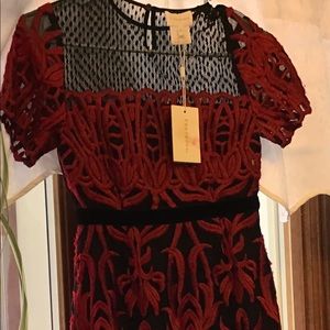 Red and black velvet dress